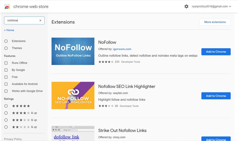 no follow chrome extension