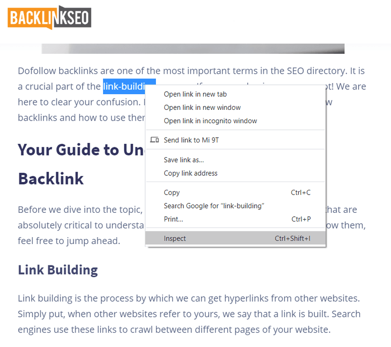 how to check if a link is dofollow Step 1