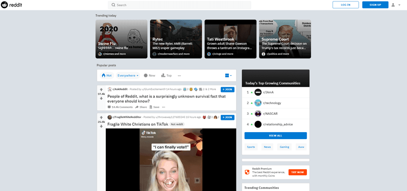 Reddit Homepage