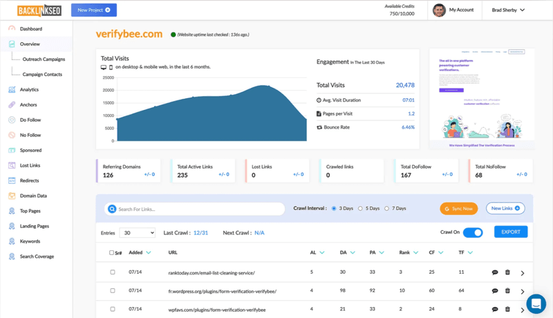 BacklinkSEO's link analysis features