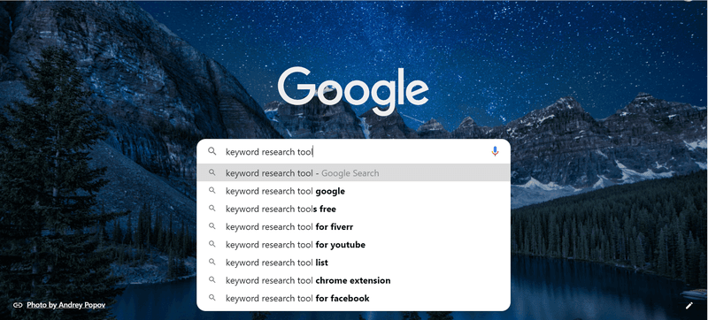 Search for keywords on Google Suggestions