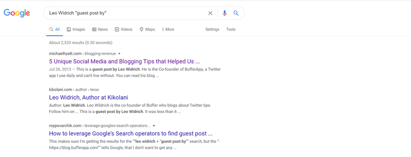 Google search results for 'Leo Widrich "guest blog by"'