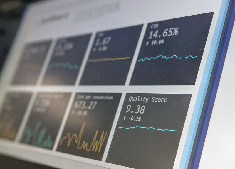 Data reporting dashboard on a laptop screen. 