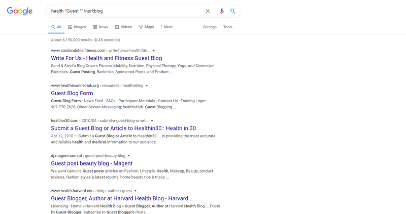 Google search results for ‘health “Guest *” inurl:blog’