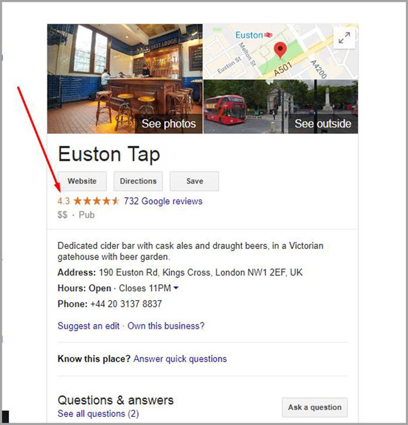 google reviews and ratings