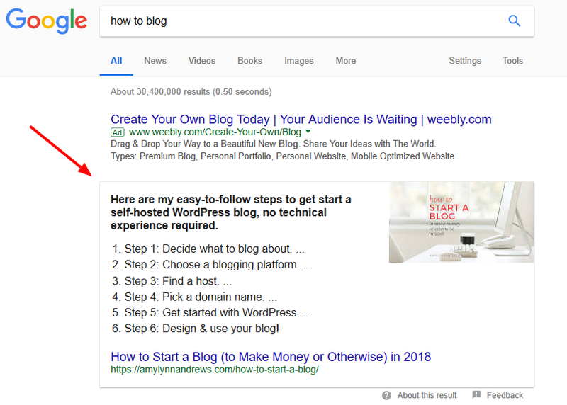 google featured snippet